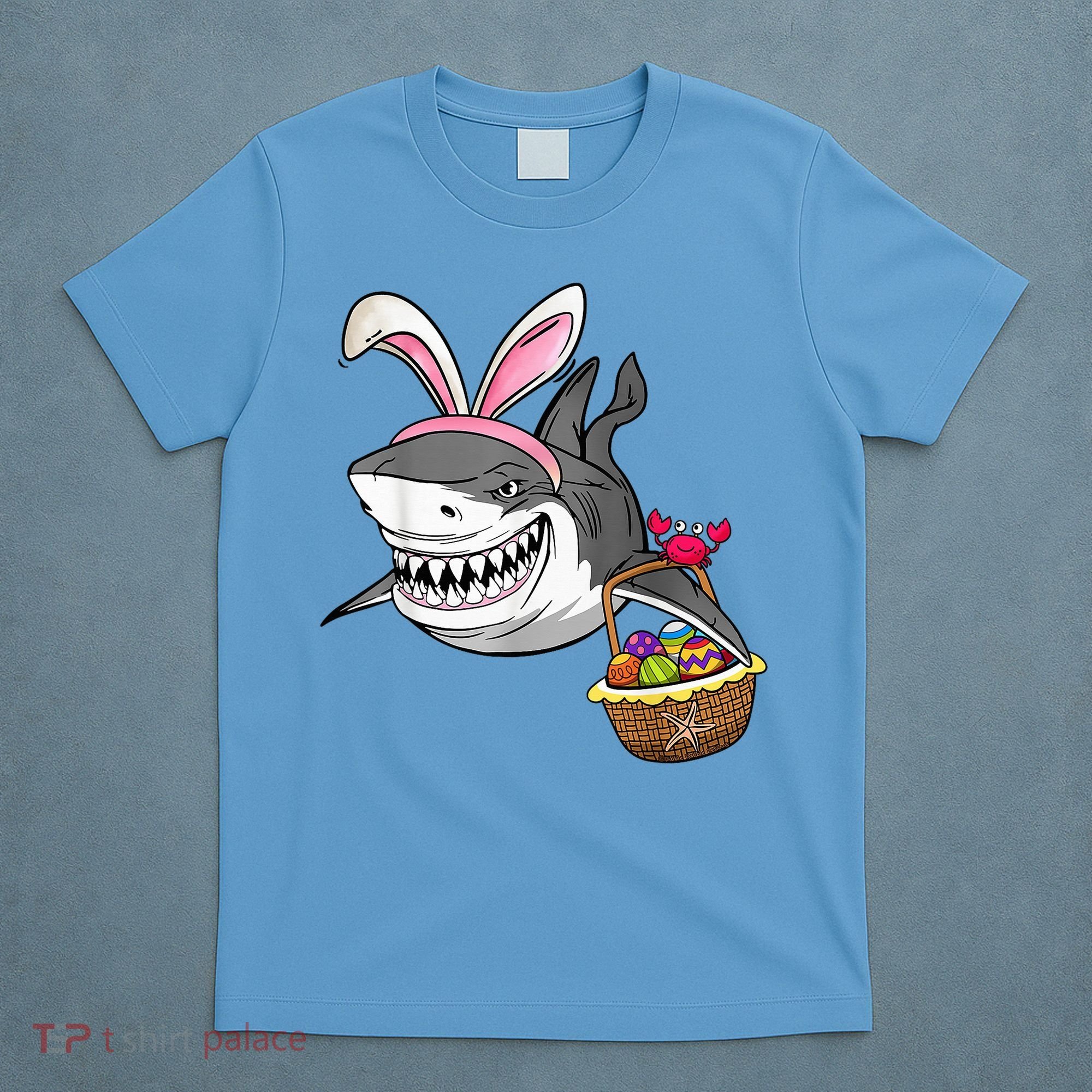 Cool Easter Shark Easter Basket Bunny Ears Happy Easter T-Shirt