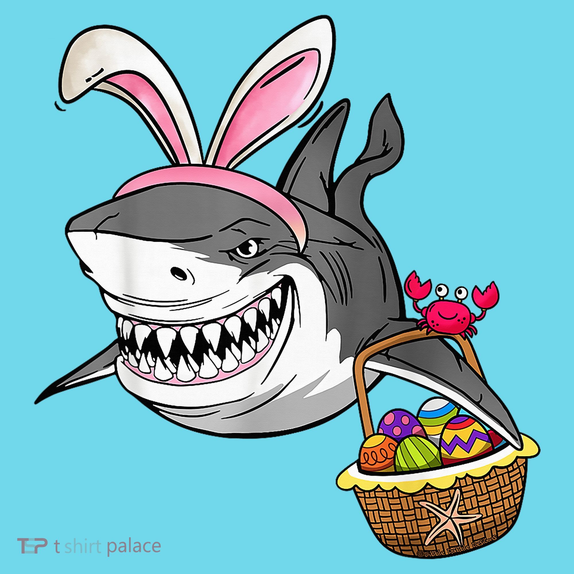 Cool Easter Shark Easter Basket Bunny Ears Happy Easter Button
