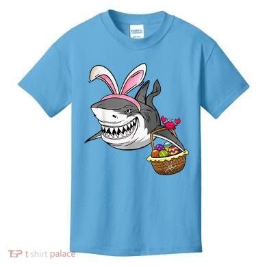 Cool Easter Shark Easter Basket Bunny Ears Happy Easter Kids T-Shirt