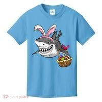 Cool Easter Shark Easter Basket Bunny Ears Happy Easter Kids T-Shirt thumb 0