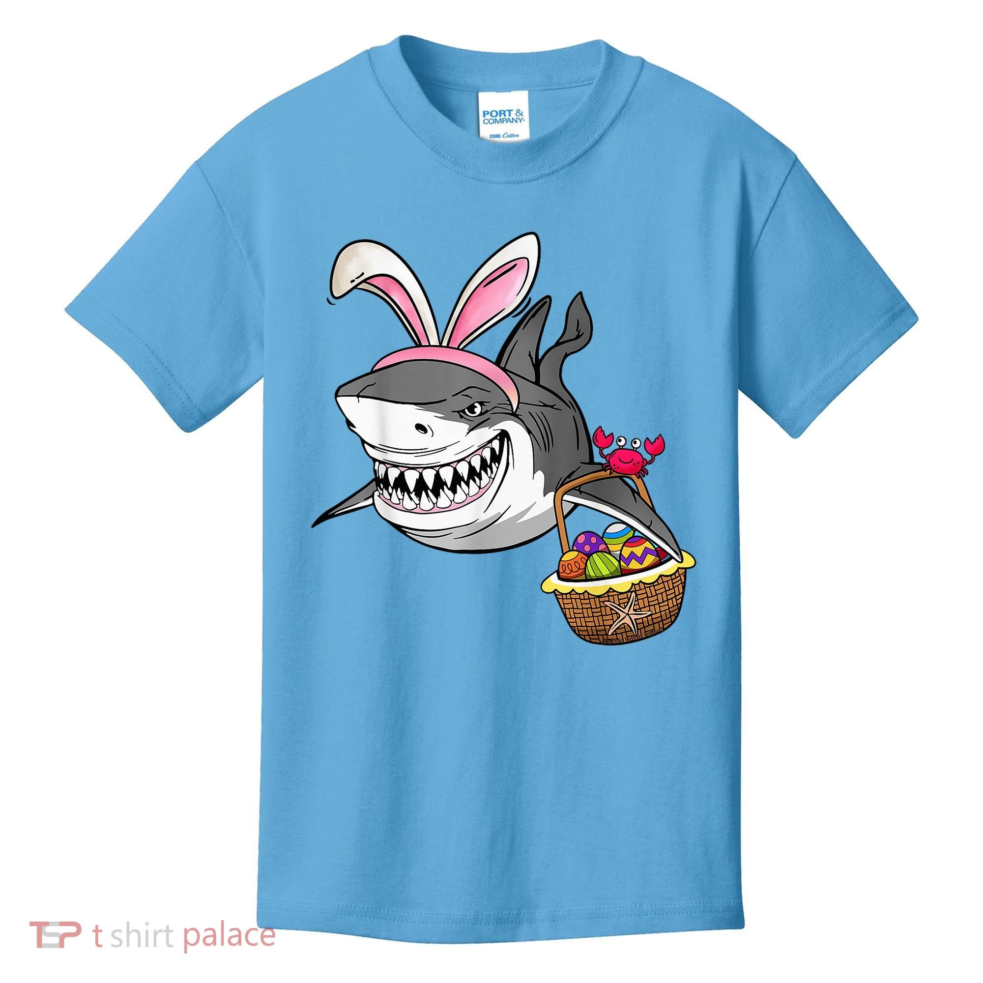 Cool Easter Shark Easter Basket Bunny Ears Happy Easter Kids T-Shirt