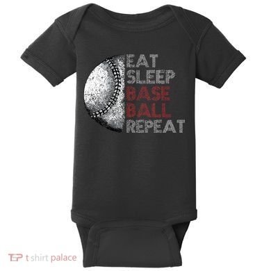 Cute Eat Sleep Baseball Repeat Vintage Baby Bodysuit