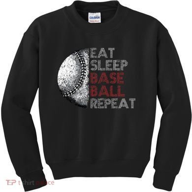 Cute Eat Sleep Baseball Repeat Vintage Kids Sweatshirt