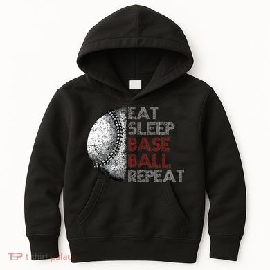 Cute Eat Sleep Baseball Repeat Vintage Kids Hoodie