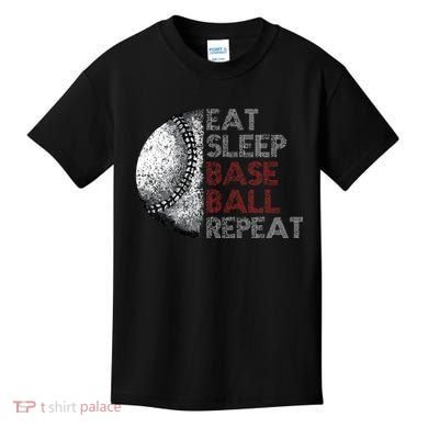 Cute Eat Sleep Baseball Repeat Vintage Kids T-Shirt