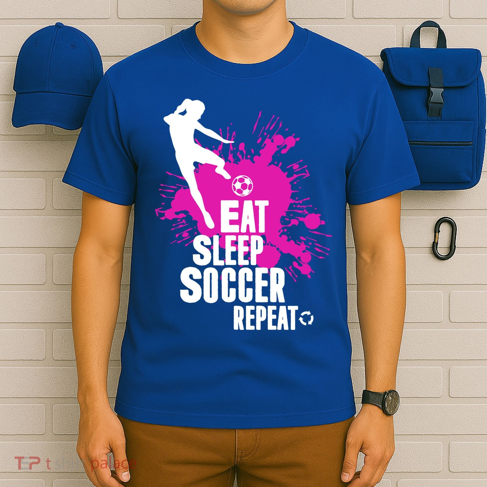 Cute Eat Sleep Soccer Repeat Gift Girls Fútbol Player Graphic Gift T-Shirt