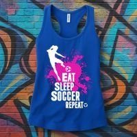 Cute Eat Sleep Soccer Repeat Gift Girls Fútbol Player Graphic Gift Women's Tank Top thumb 3