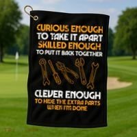 Curious Enough To Take It Apart Car Auto Garage Mechanic Golf Towel thumb 1