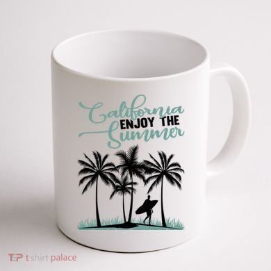 California Enjoy The Summer Surf Coffee Mug back