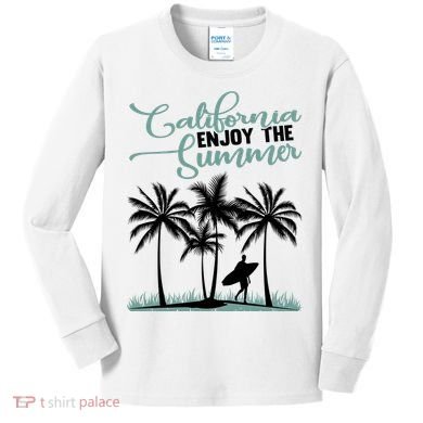 California Enjoy The Summer Surf Kids Long Sleeve Shirt