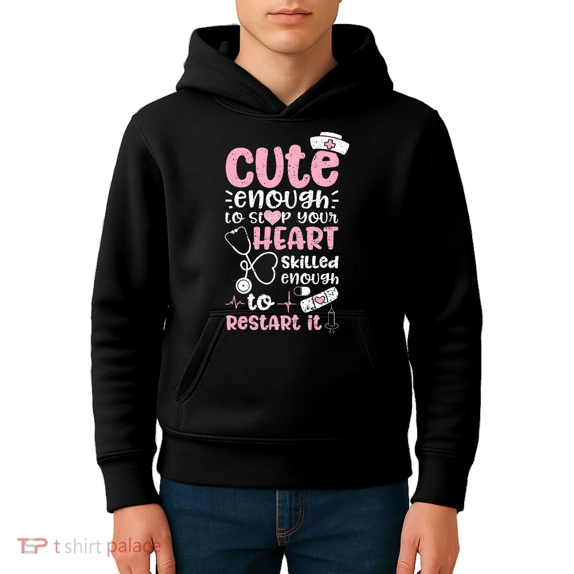 Cute Enough To Stop Your Heart Skilled Enough To Restart It Kids Hoodie
