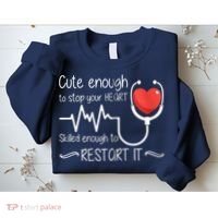 Cute Enough To Stop Your Heart Skilled Enough To Restart It Zip Hoodie Sweatshirt thumb 2