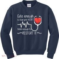 Cute Enough To Stop Your Heart Skilled Enough To Restart It Zip Hoodie Kids Sweatshirt thumb 0
