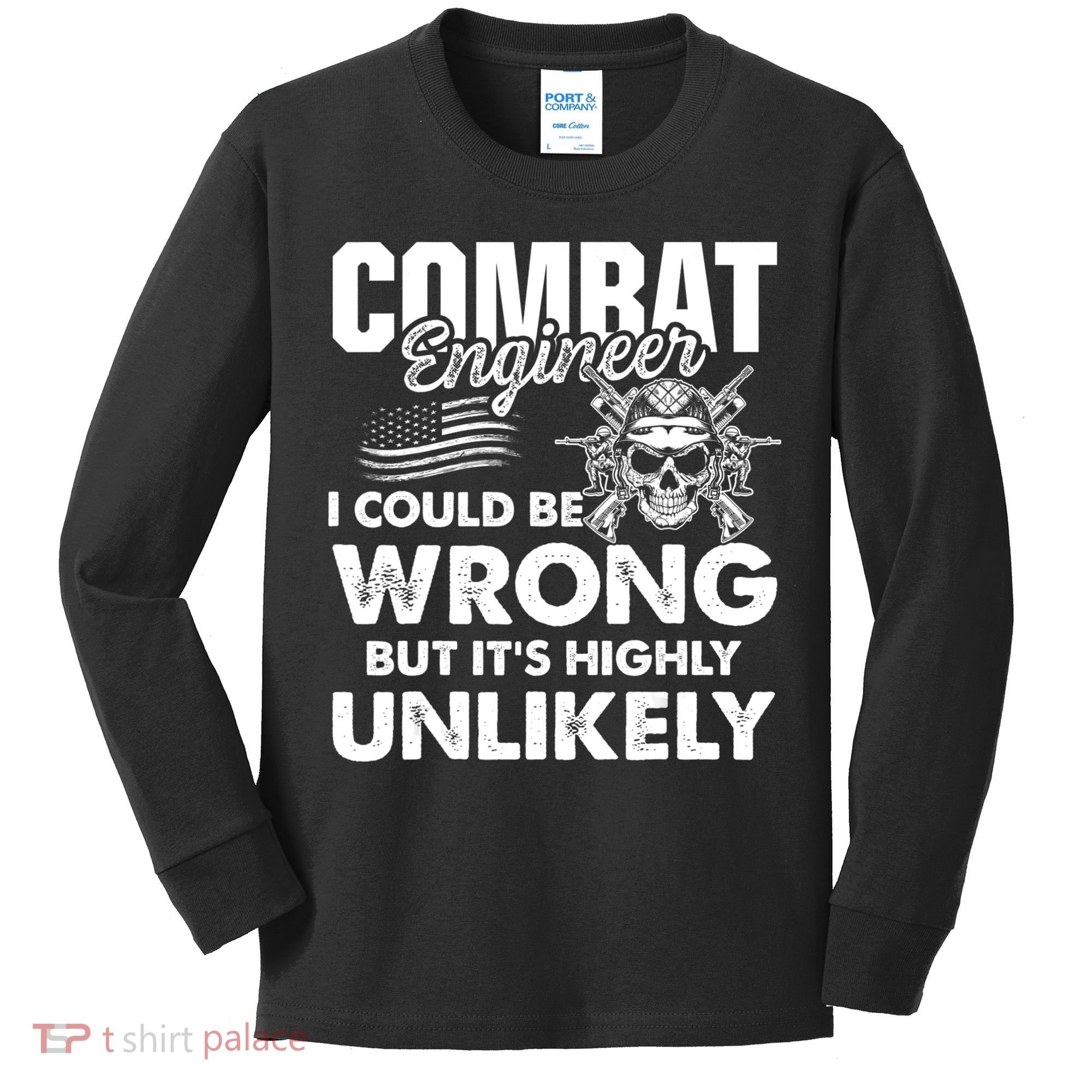 Combat Engineer Usa Military Sapper Kids Long Sleeve Shirt