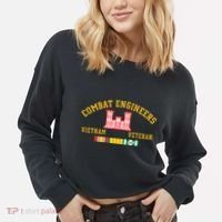 Combat Engineers Vietnam Veteran Veterans Day Xmas Funny Gift Cropped Pullover Crew thumb 2