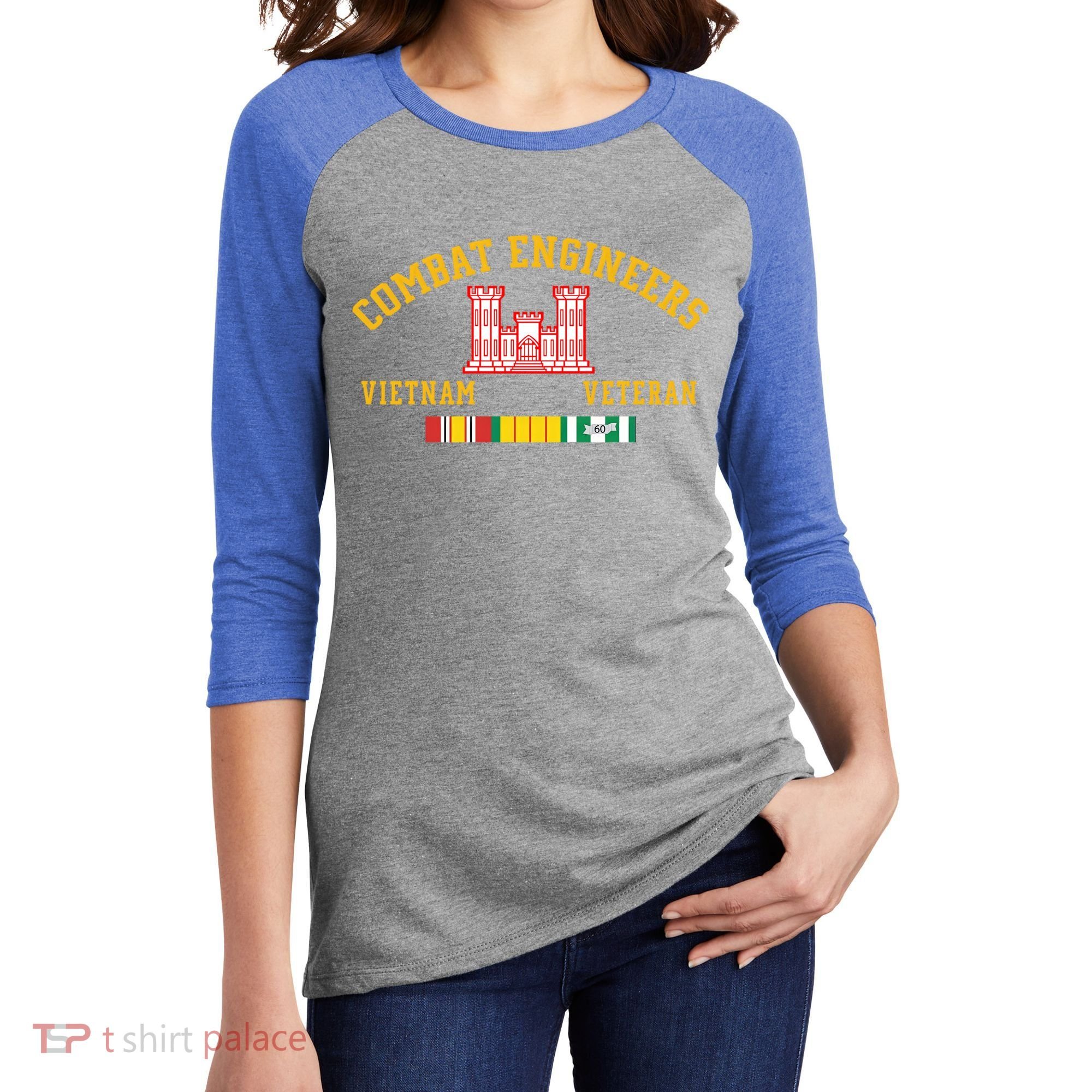 Combat Engineers Vietnam Veteran Veterans Day Xmas Funny Gift Women's Tri-Blend 3/4-Sleeve Raglan Shirt