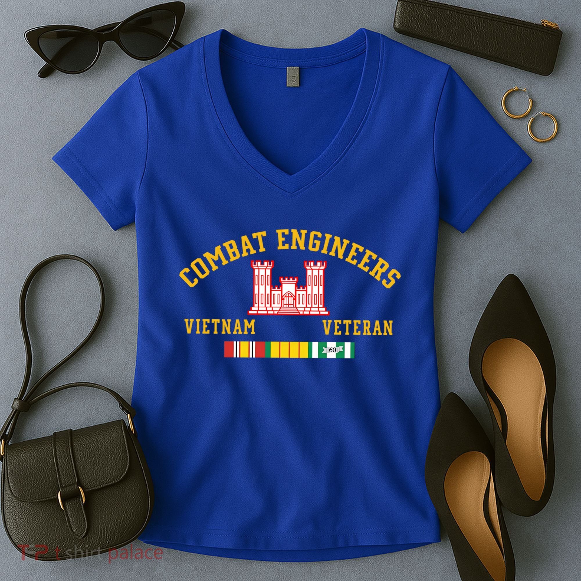 Combat Engineers Vietnam Veteran Veterans Day Xmas Funny Gift Women's V-Neck T-Shirt