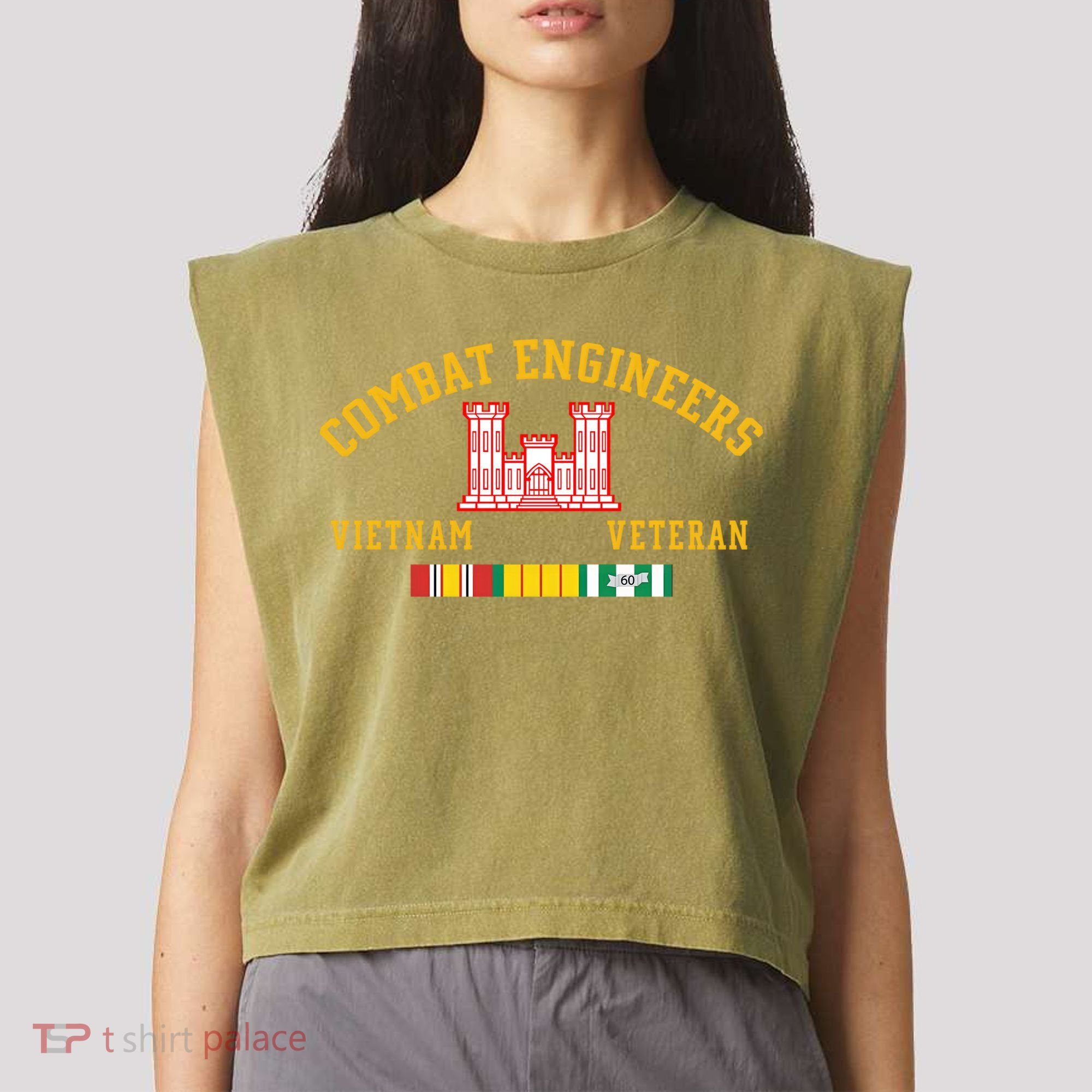 Combat Engineers Vietnam Veteran Veterans Day Xmas Funny Gift Garment-Dyed Women's Muscle Tee