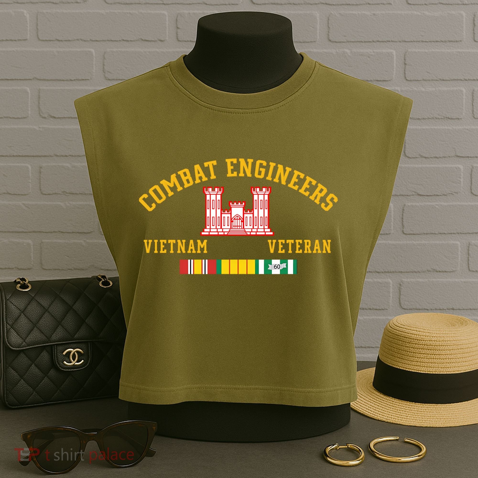 Combat Engineers Vietnam Veteran Veterans Day Xmas Funny Gift Garment-Dyed Women's Muscle Tee