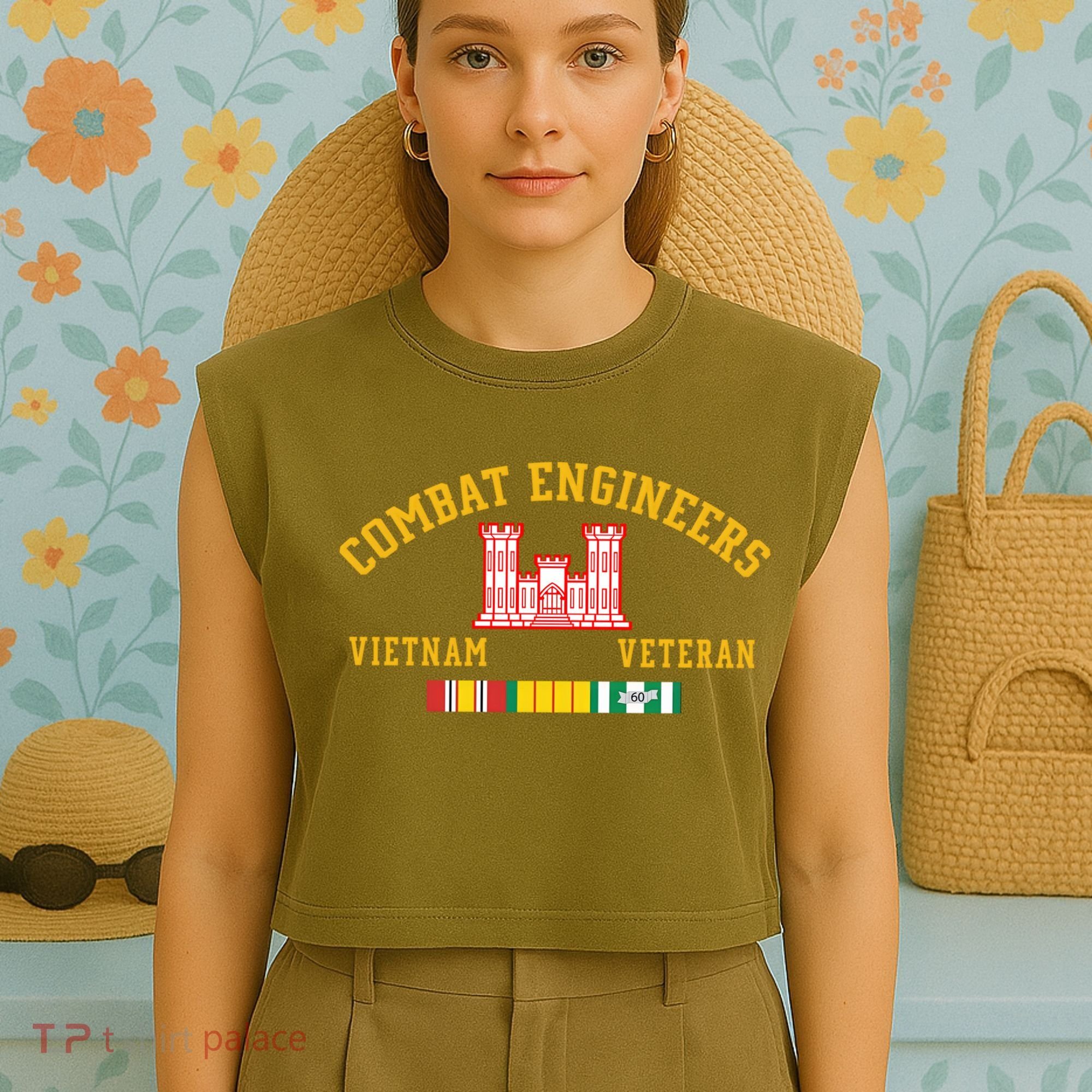 Combat Engineers Vietnam Veteran Veterans Day Xmas Funny Gift Garment-Dyed Women's Muscle Tee