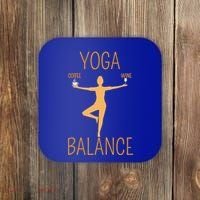 Coffee Er Wine Lover Funny Ing Yoga Balance Gift Coaster thumb 0