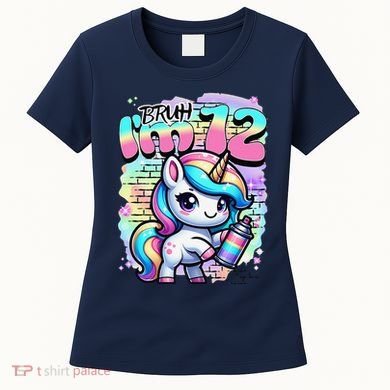 Cute Funny 12 Year Old 12th Pastel Colored Unicorn Birthday Women's T-Shirt