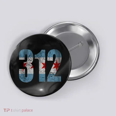 Chicago Flag 312 Button