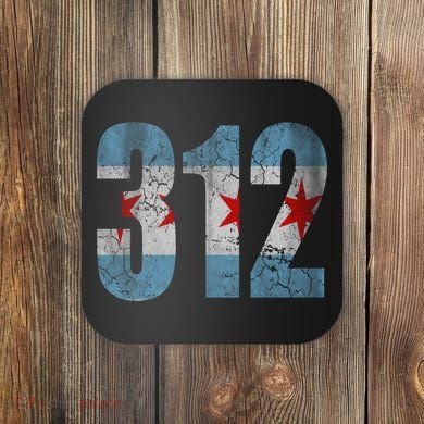 Chicago Flag 312 Coaster