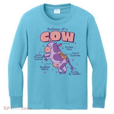 Cow Funny Anatomy Kids Long Sleeve Shirt
