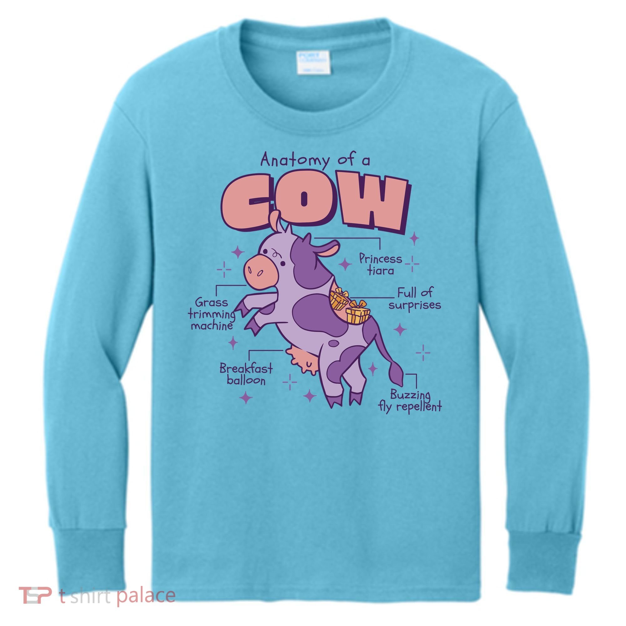 Cow Funny Anatomy Kids Long Sleeve Shirt