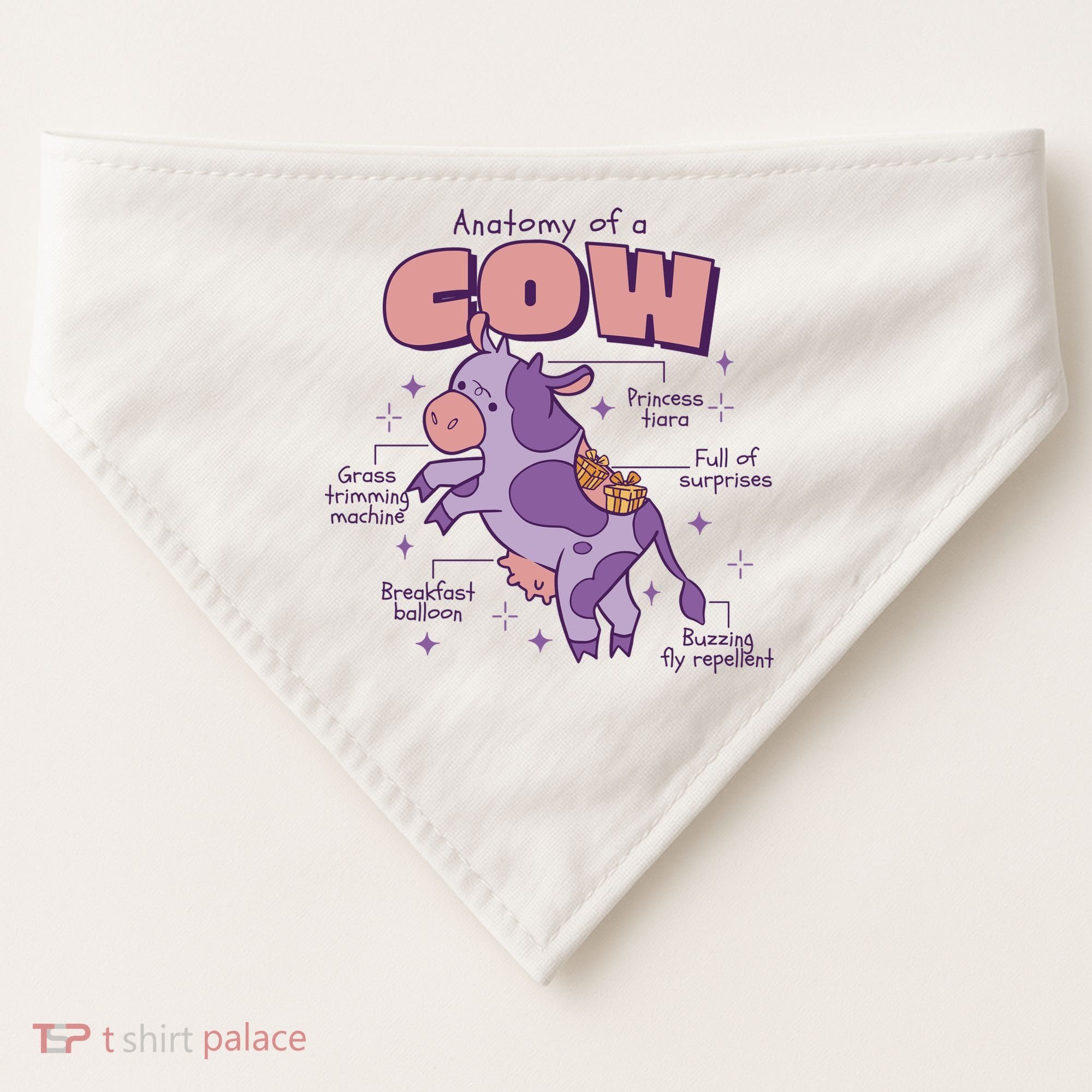 Cow Funny Anatomy USA-Made Doggie Bandana