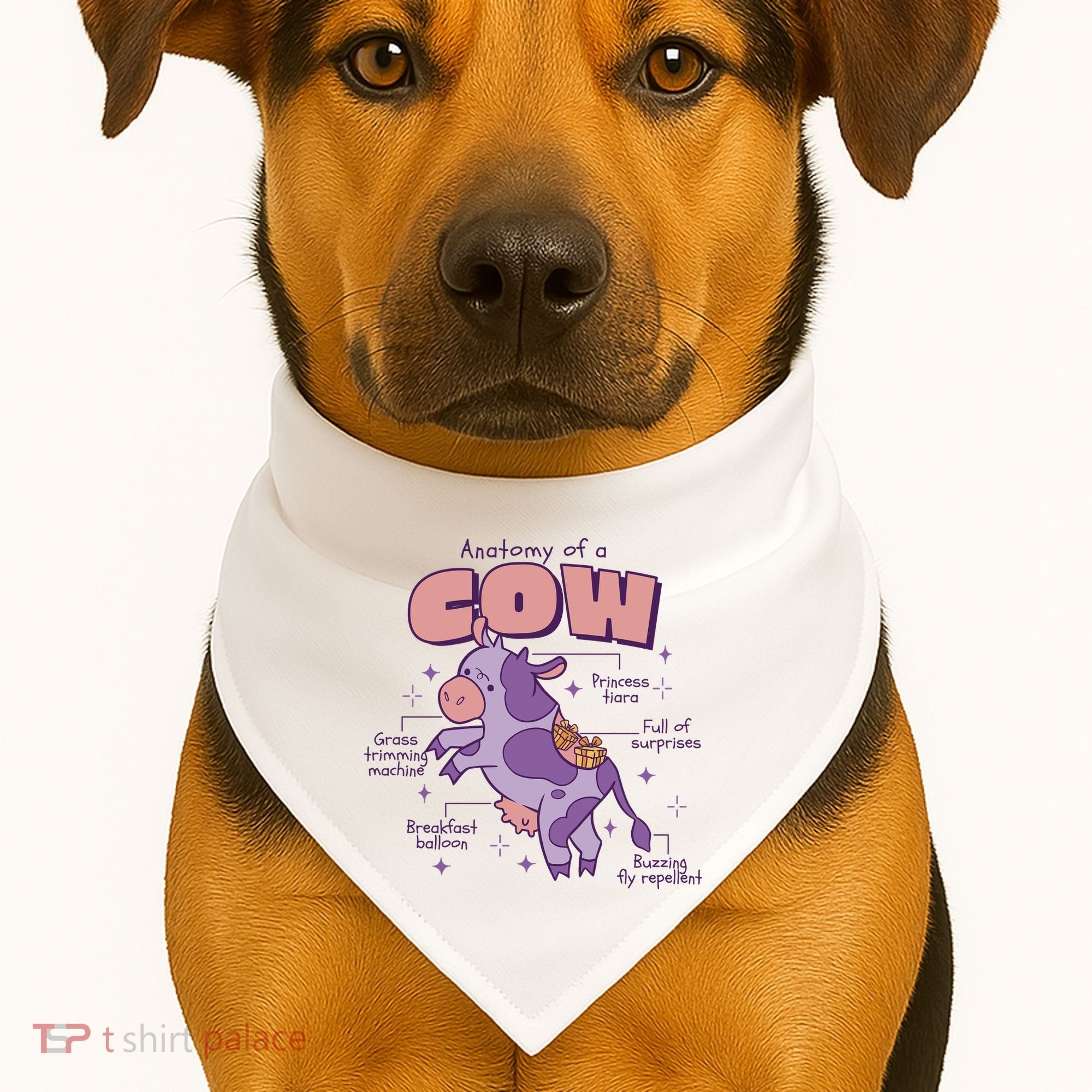 Cow Funny Anatomy USA-Made Doggie Bandana