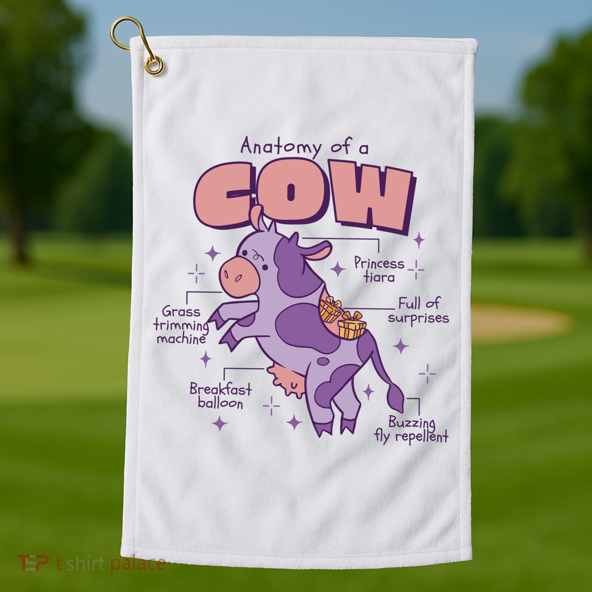 Cow Funny Anatomy Golf Towel
