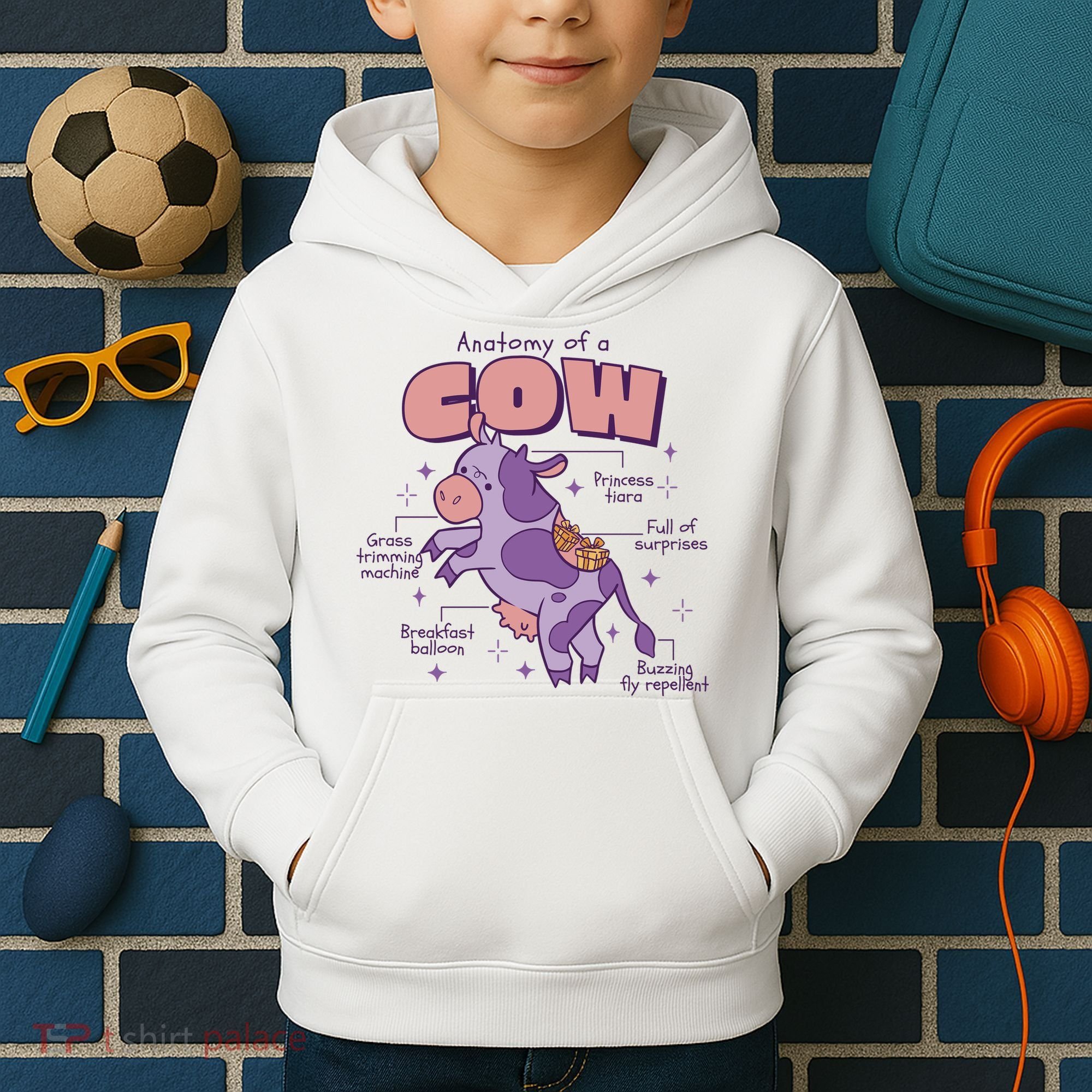 Cow Funny Anatomy Kids Hoodie