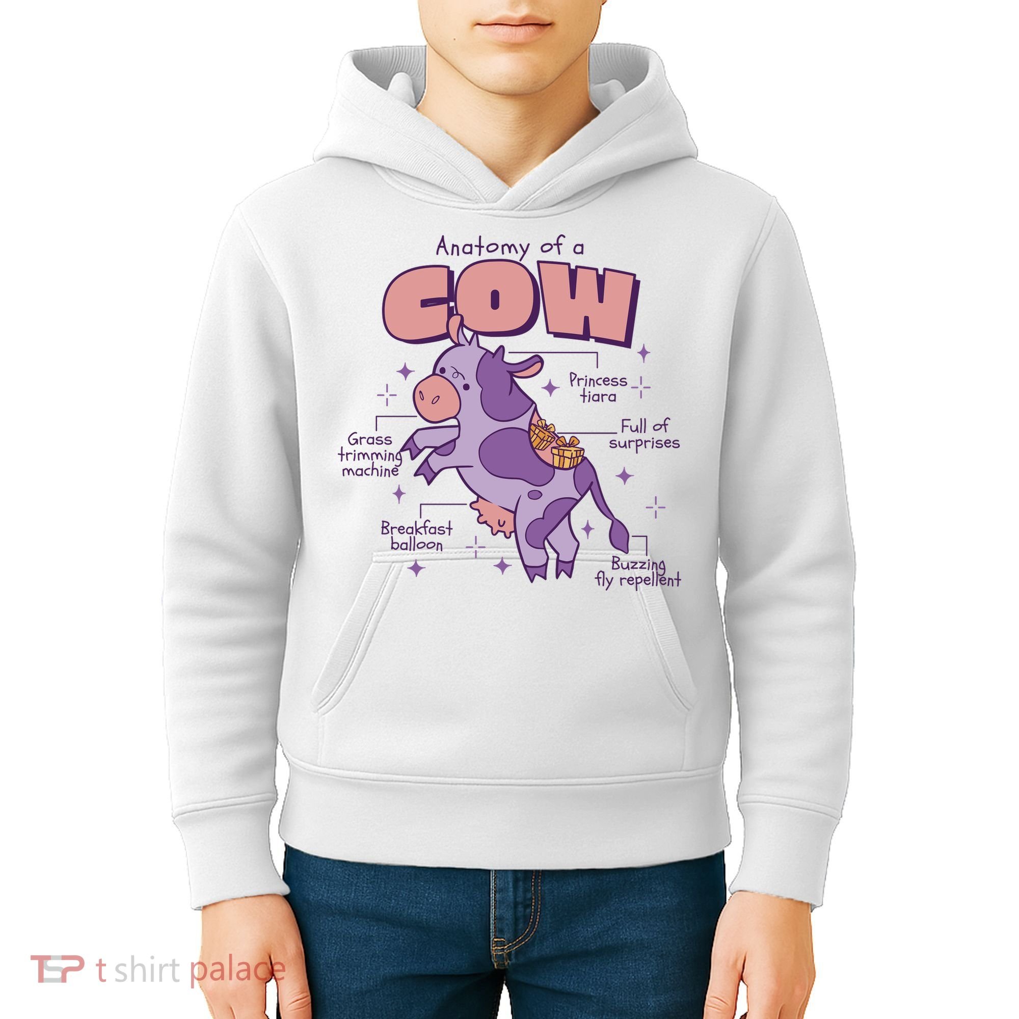 Cow Funny Anatomy Kids Hoodie