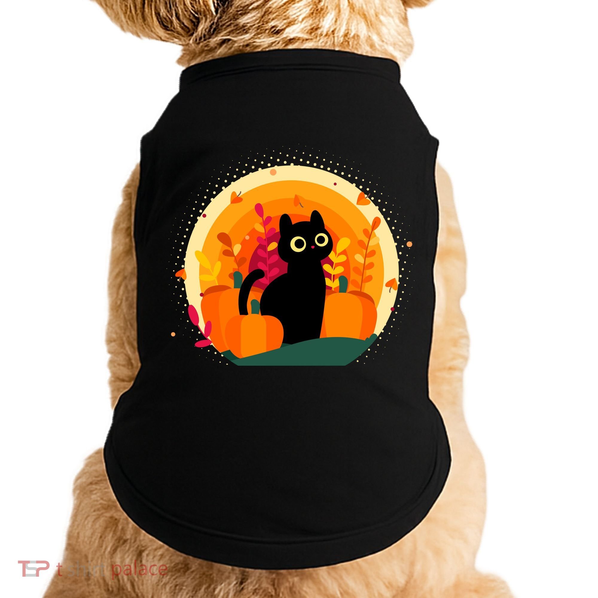 Cute Fall Autumn Lover Black Cat And Pumpkins Doggie Tank