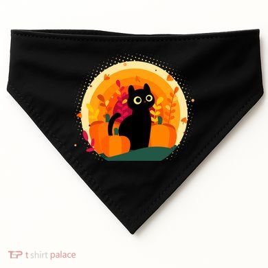 Cute Fall Autumn Lover Black Cat And Pumpkins USA-Made Doggie Bandana