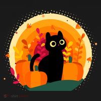Cute Fall Autumn Lover Black Cat And Pumpkins USA-Made Doggie Bandana thumb 2