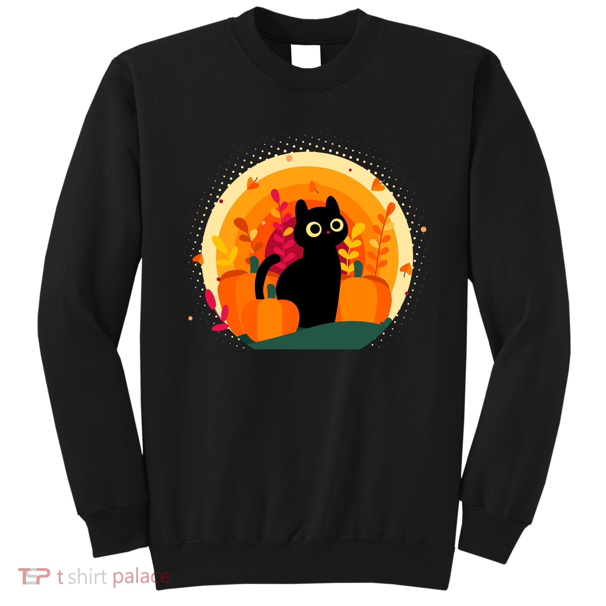 Cute Fall Autumn Lover Black Cat And Pumpkins Sweatshirt