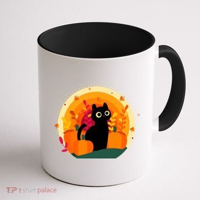 Cute Fall Autumn Lover Black Cat And Pumpkins Coffee Mug back