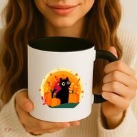 Cute Fall Autumn Lover Black Cat And Pumpkins Coffee Mug thumb 3