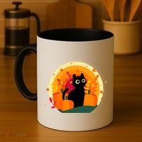 Cute Fall Autumn Lover Black Cat And Pumpkins Coffee Mug thumb 4