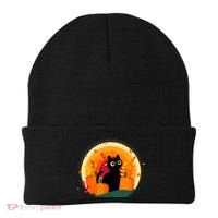 Cute Fall Autumn Lover Black Cat And Pumpkins Beanie thumb 0
