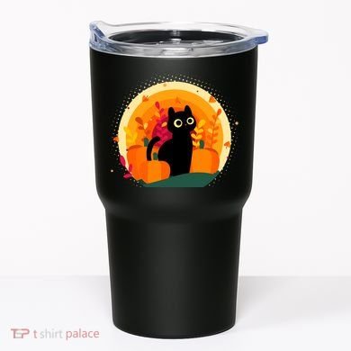 Cute Fall Autumn Lover Black Cat And Pumpkins Tumbler