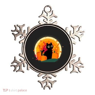 Cute Fall Autumn Lover Black Cat And Pumpkins Ornament