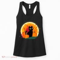 Cute Fall Autumn Lover Black Cat And Pumpkins Women's Tank Top thumb 0