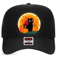 Cute Fall Autumn Lover Black Cat And Pumpkins Hat thumb 0