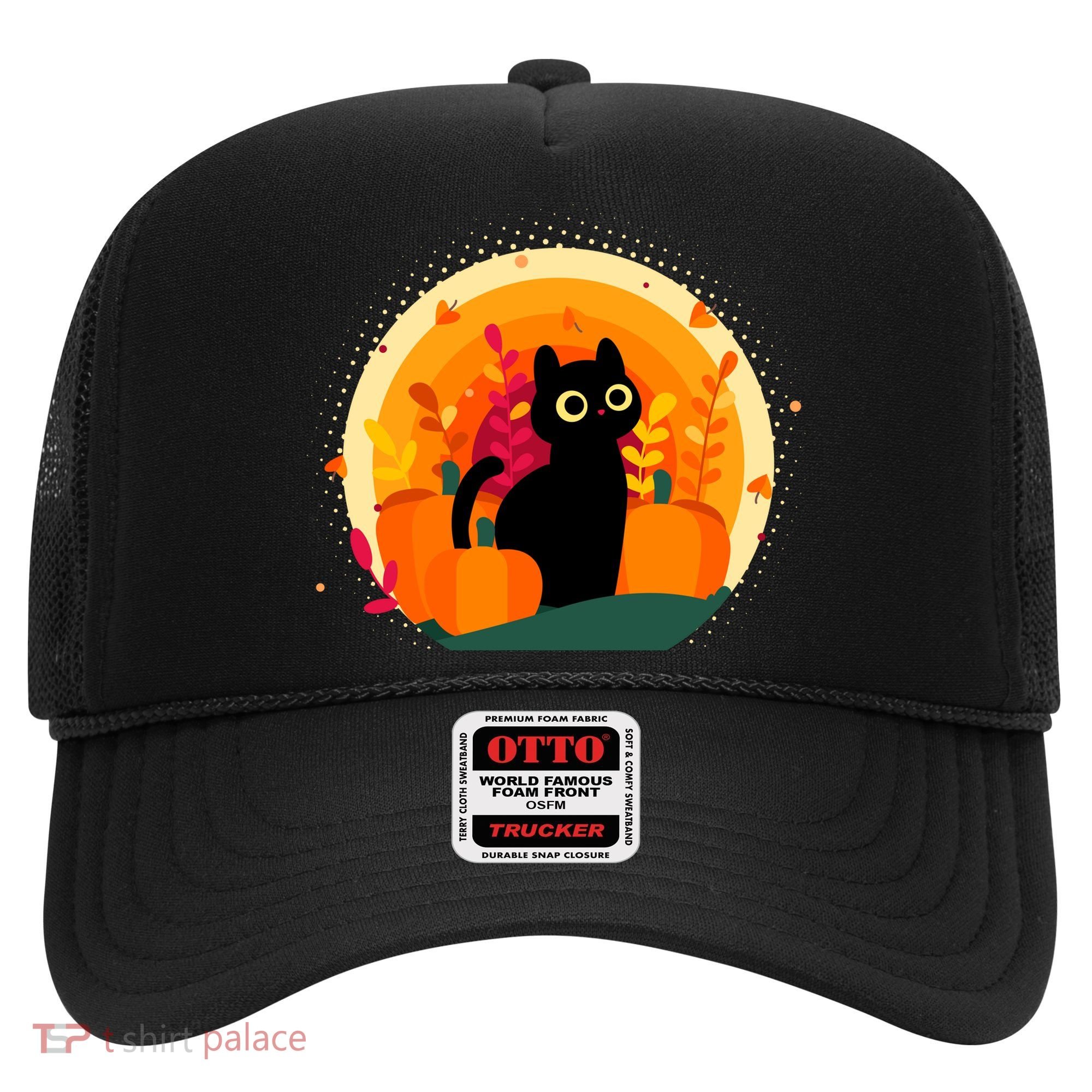 Cute Fall Autumn Lover Black Cat And Pumpkins Hat