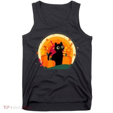 Cute Fall Autumn Lover Black Cat And Pumpkins Tank Top