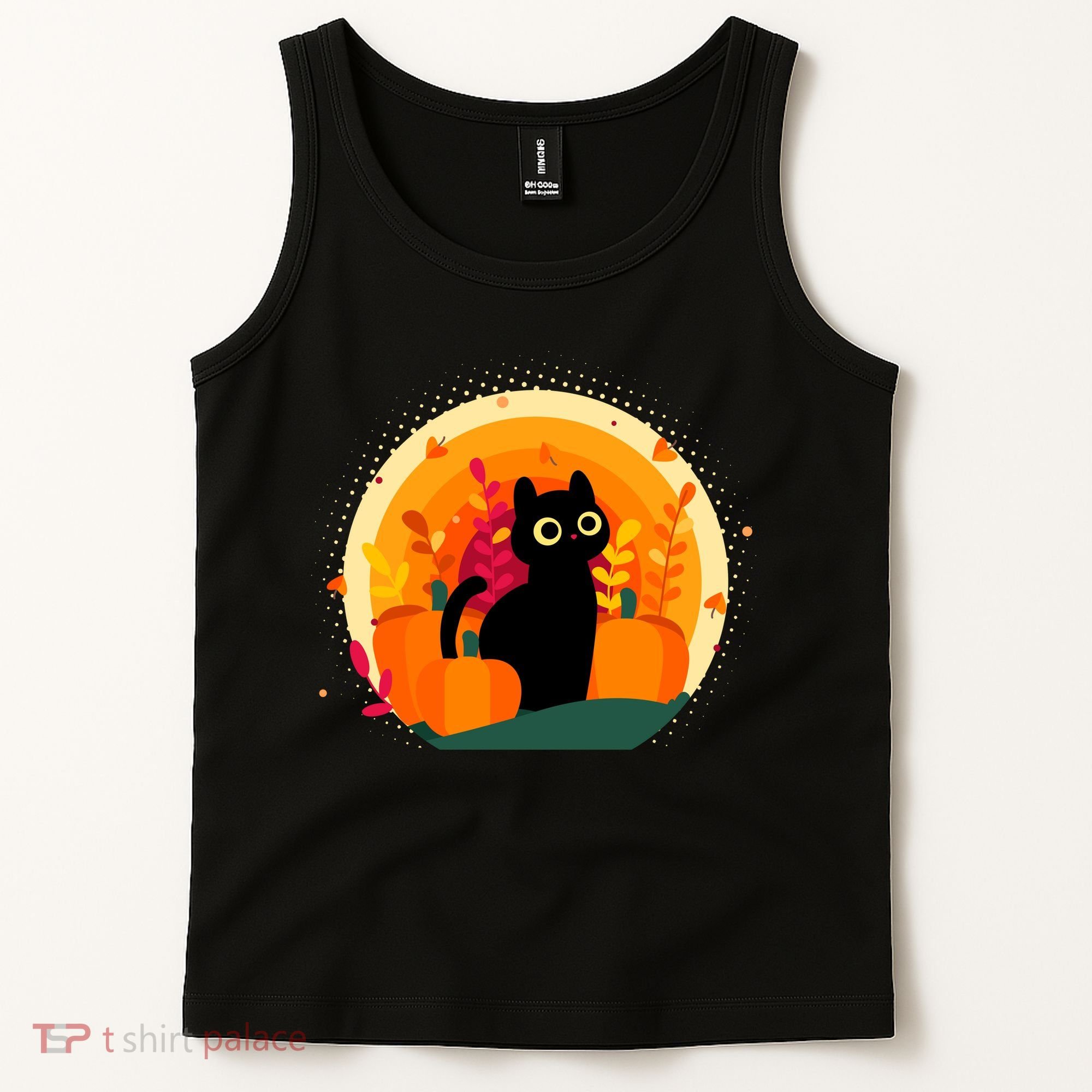Cute Fall Autumn Lover Black Cat And Pumpkins Tank Top